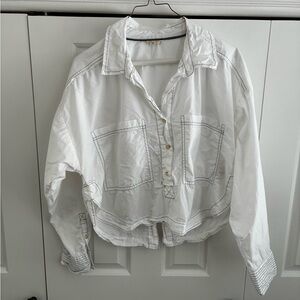 Pilcro White Shirt with Gray Stitching